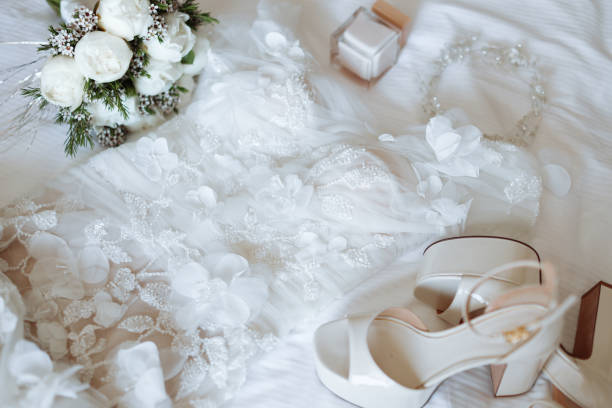 istock Bridal flower and bridal shoes 2158775892