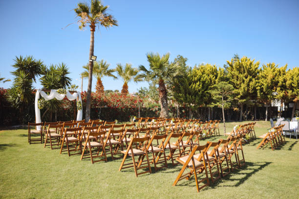 istock Beautiful wedding arch on the beach 2158782155