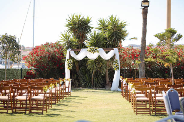 istock Beautiful wedding arch on the beach 2158782392