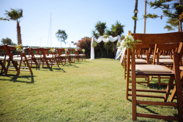 istock Beautiful wedding arch on the beach 2158782465
