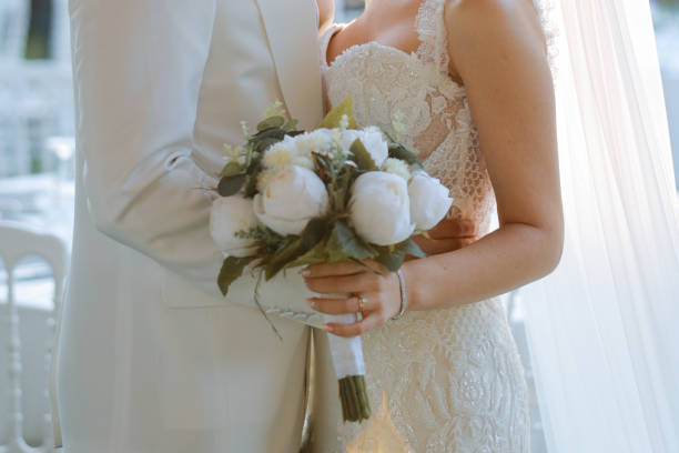 istock Bride and groom outdoors on a wedding day 2158783786
