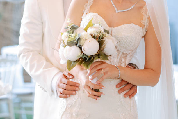 istock Bride and groom outdoors on a wedding day 2158783796