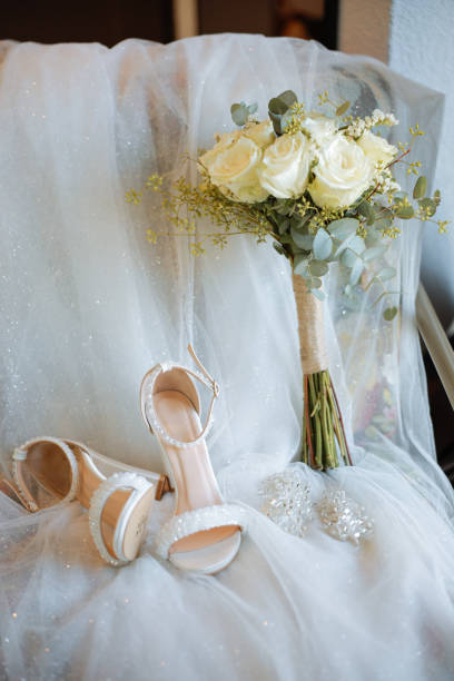 istock Bridal flower and bridal shoes 2158785578