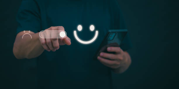 istock Customer services best excellent business rating experience. Satisfaction survey concept. user gives ratings to service experience on the online application, online marketing, and business processes. 2158790189