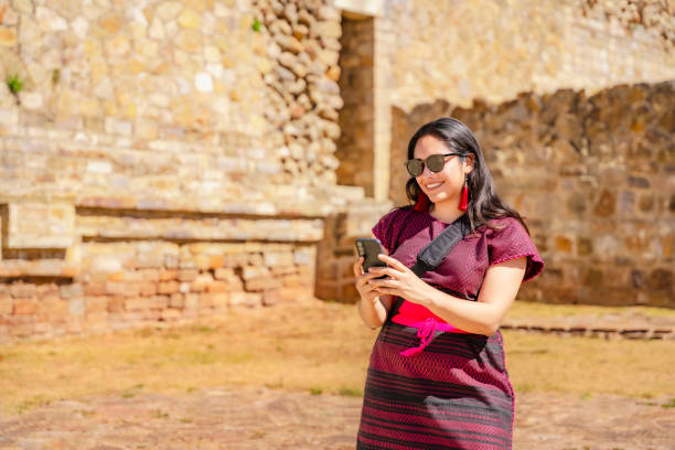 istock Latina Woman Taking Selfie at Monte Alban 2158791446