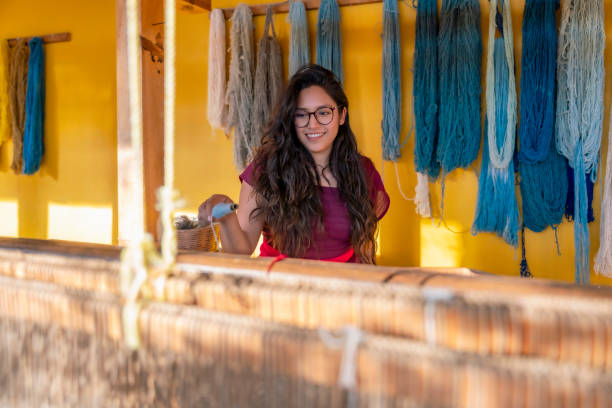 Latina Woman Weaving at Artisan Workshop