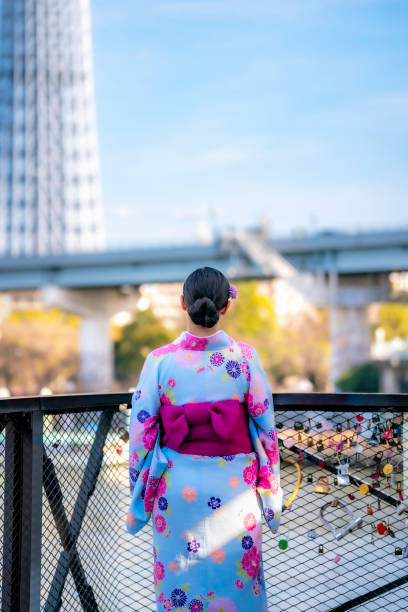 istock Latina Woman in Kimono at Tokyo Skytree 2158793880