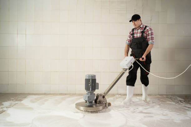 istock Man working on Carpet chemical cleaning with professionally disk machine. 2158797291