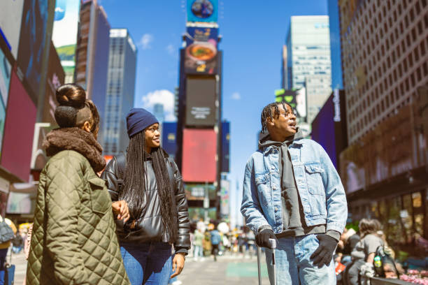 istock Young Friends Exploring Times Square in Daylight 2158798643