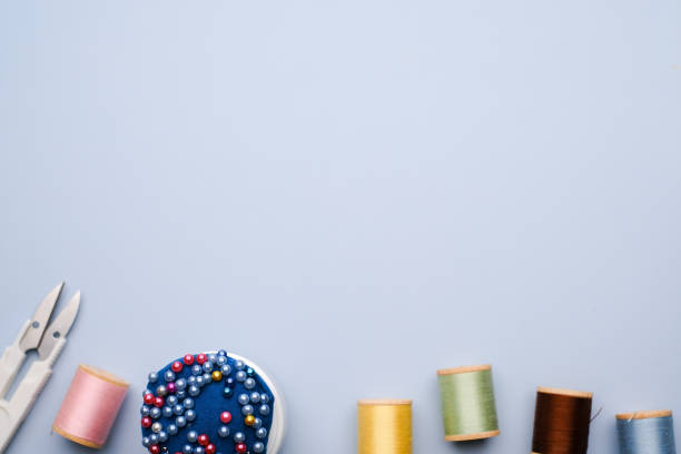 istock Essential sew tools, ideal for crafting or fashion design projects with copy space. sewing and craft concept. 2158799457
