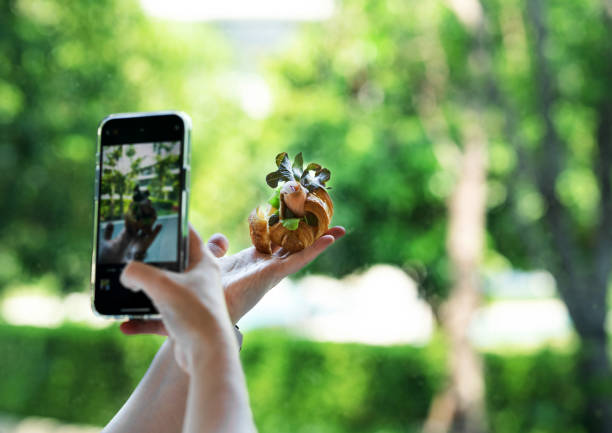 hand hold mini berger for phone social media post photo