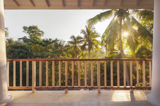 istock Balcony with View of Tropical Palm Trees 2158801235
