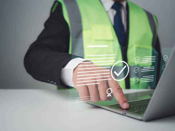 istock Architect or engineer Checking the list of documents and approving the project, Approved Buildings Permit concept with approved residential building project, Construction project inspection. 2158803281