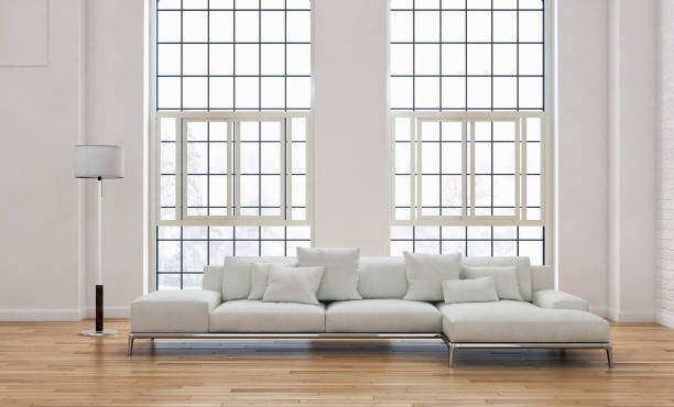 istock Large luxury modern bright interiors Living room mockup illustration 3D rendering image 2158804645