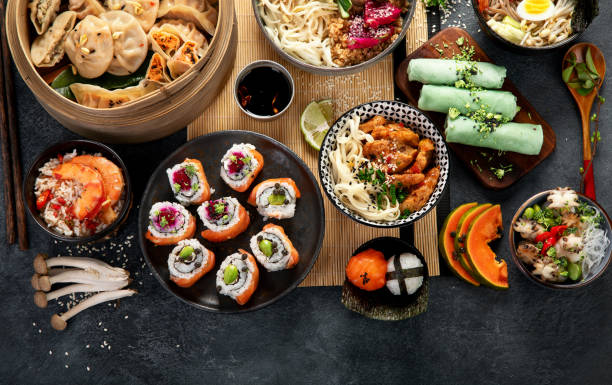 istock Chinese cuisine dishes on table. Asian food concept. 2158804925