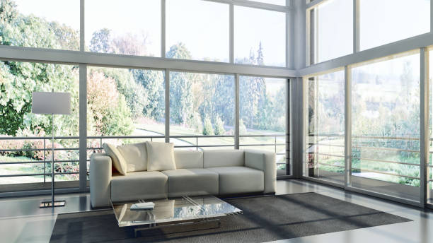 istock Large luxury modern bright interiors Living room mockup illustration 3D rendering image 2158806018