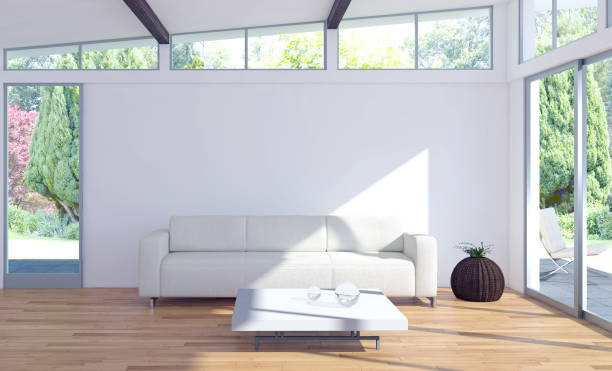 istock Large luxury modern bright interiors Living room mockup illustration 3D rendering image 2158806418