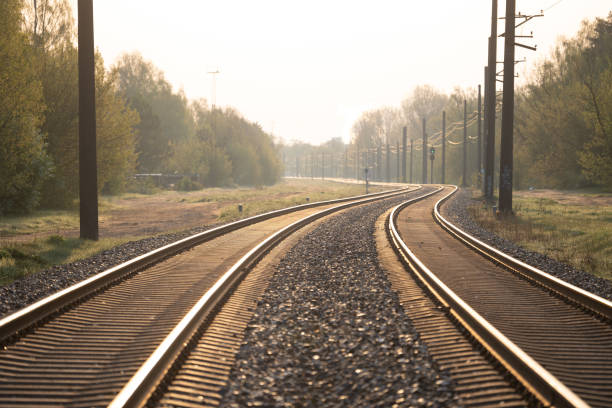 istock Beautiful railroad tracks in Riga, Latvia. 2158810028