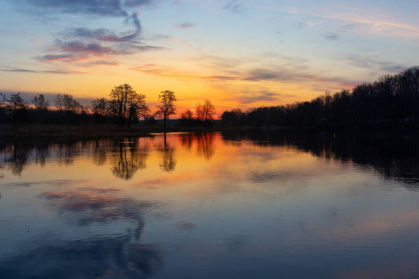 istock A beautiful spring sunrise at the river. 2158810317