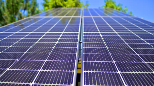 istock Group of solar panels on a blue sky. 2158811330