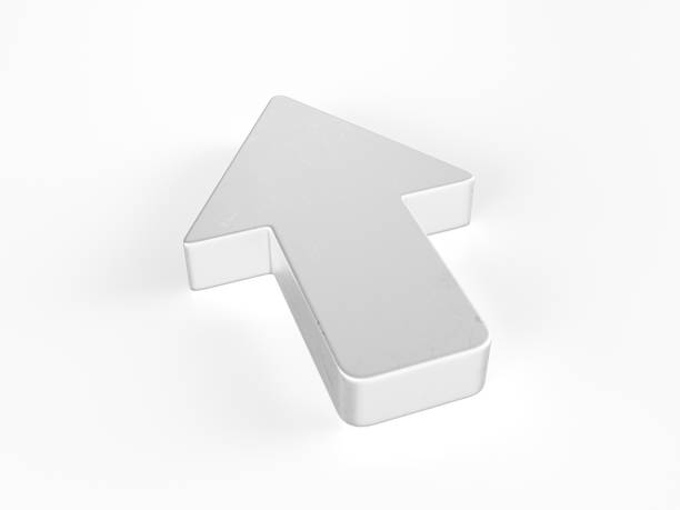 Metal arrow symbol on a white background. 3d illustration.