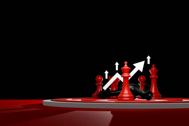 Chess pieces representing business strategy and growth. 3D Illustration