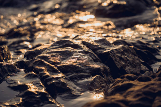 istock A large rocks surrounded by waves of the ocean 2158820205
