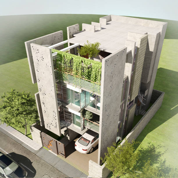 istock Modern 3D house interior and exterior design concept 2158823285
