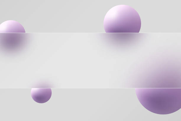 istock Website landing page template in glass morphism style. Frosted glass partition with floating spheres. 2158823365