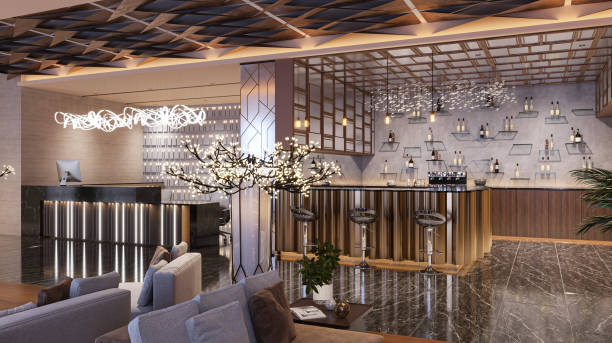 istock Creating a Luxurious Lobby Experience with Design Elements , furniture and table chair desk 2158824303