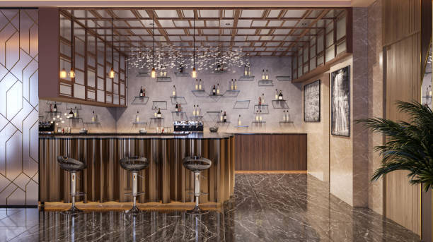 istock Maximizing Space and Functionality in Your Lobby Design for a hotel in wood interior design with complete furniture setup 2158824609