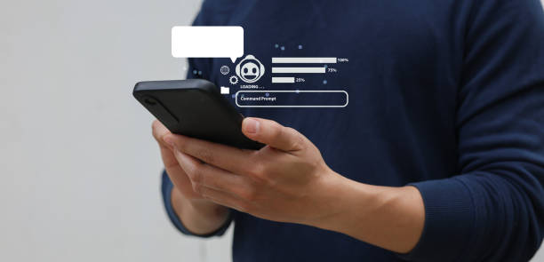 close up young businessman hand hold smartphone and use AI application program prompt to ask or research or request deep information for business and future of machine learning and lifestyle concept cierre el teléfono inteligente de la mano de un joven hombre de negocios y use el mensaje del programa de aplicación de ia para preguntar o investigar o solicitar información profunda para el negocio y el futuro del aprendizaje automático y el concepto