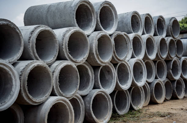 istock A stack of concrete ring pipes piled and creating a symmetrical arrangement 2158826431