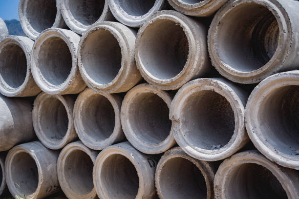 istock A stack of concrete ring pipes piled and creating a symmetrical arrangement 2158826520