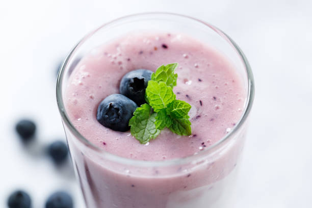 istock Blueberry smoothie with yogurt in a glass. 2158827975