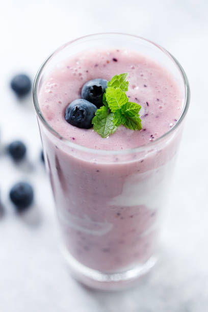 istock Blueberry smoothie with yogurt in a glass. 2158827977