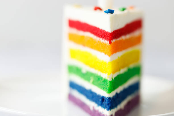 istock Piece of cake with rainbow colored Layers. 2158827992