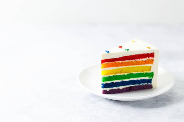 istock Piece of cake with rainbow colored Layers. 2158828002