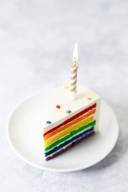 istock Piece of cake with rainbow colored Layers. 2158828004