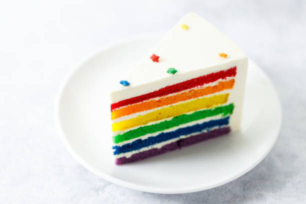 istock Piece of cake with rainbow colored Layers. 2158828028