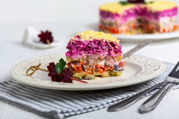 istock Russian herring salad under a fur coat 2158830716