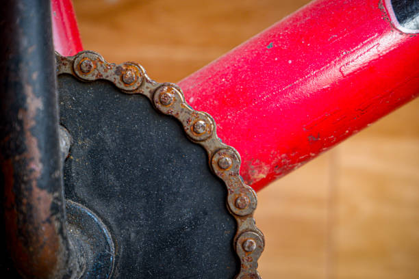 Close up of a gear and spokes on a bicycle