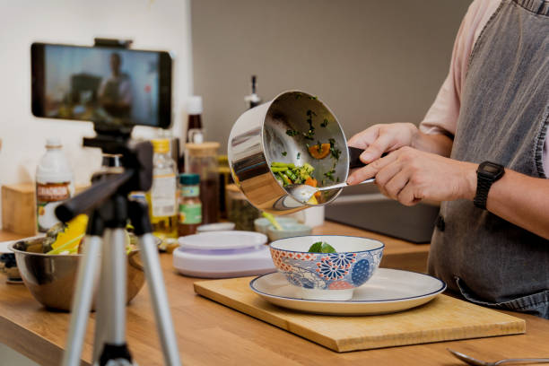 istock The chef is broadcasting live from workshop how to prepare a vegetarian green curry 2158834678