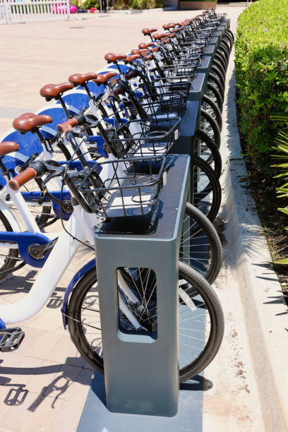 istock Electric rental bikes on the charger 2158841740
