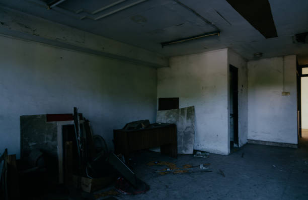 istock Dark creepy messy room in abandoned house. 2158841928