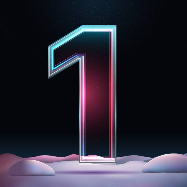 istock 3D number with neon light insight.  Glass symbol with sparkles and winter background. Futuristic holiday decoration. Element for design poster, advertisign or game 2158851924