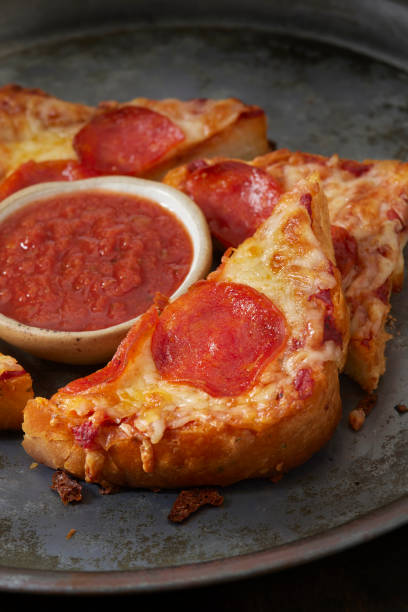 istock Crispy Air Fried Garlic Bread Pepperoni Pizza 2158868643