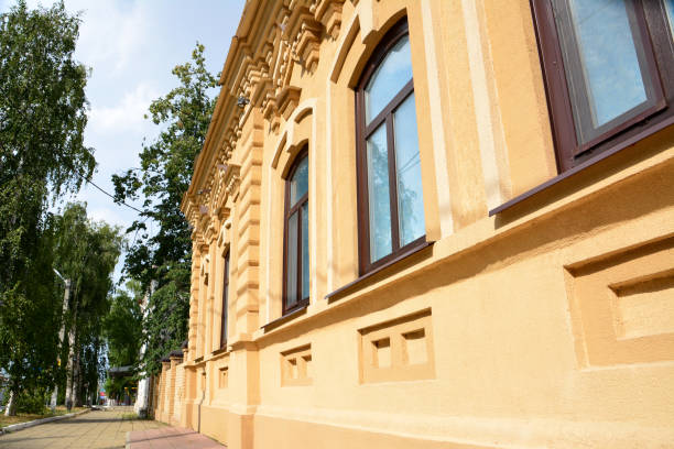 istock a building facade with windows in the street 2158873375