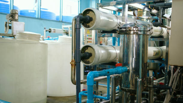 Industrial Water Filtration System in a Modern Treatment Facility Suitable for Environmental and Technological