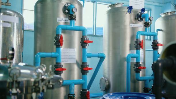 Industrial Water Filtration System in a Modern Treatment Facility Suitable for Environmental and Technological